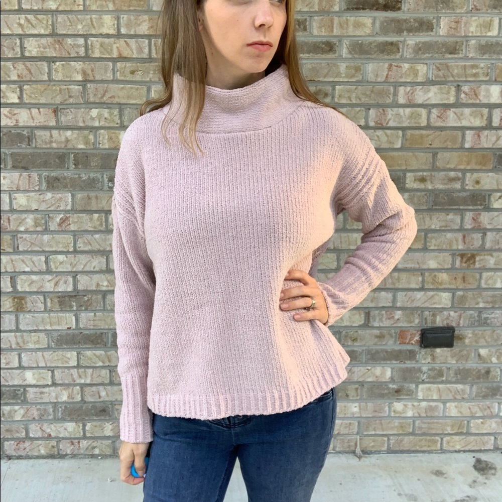 Comfy Soft Plush Lavender Mock Neck Sweater